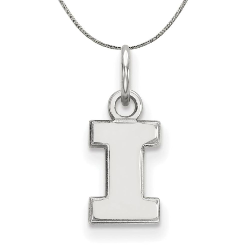 Sterling Silver U. of Illinois XS (Tiny) Initial I Necklace, 18 Inch